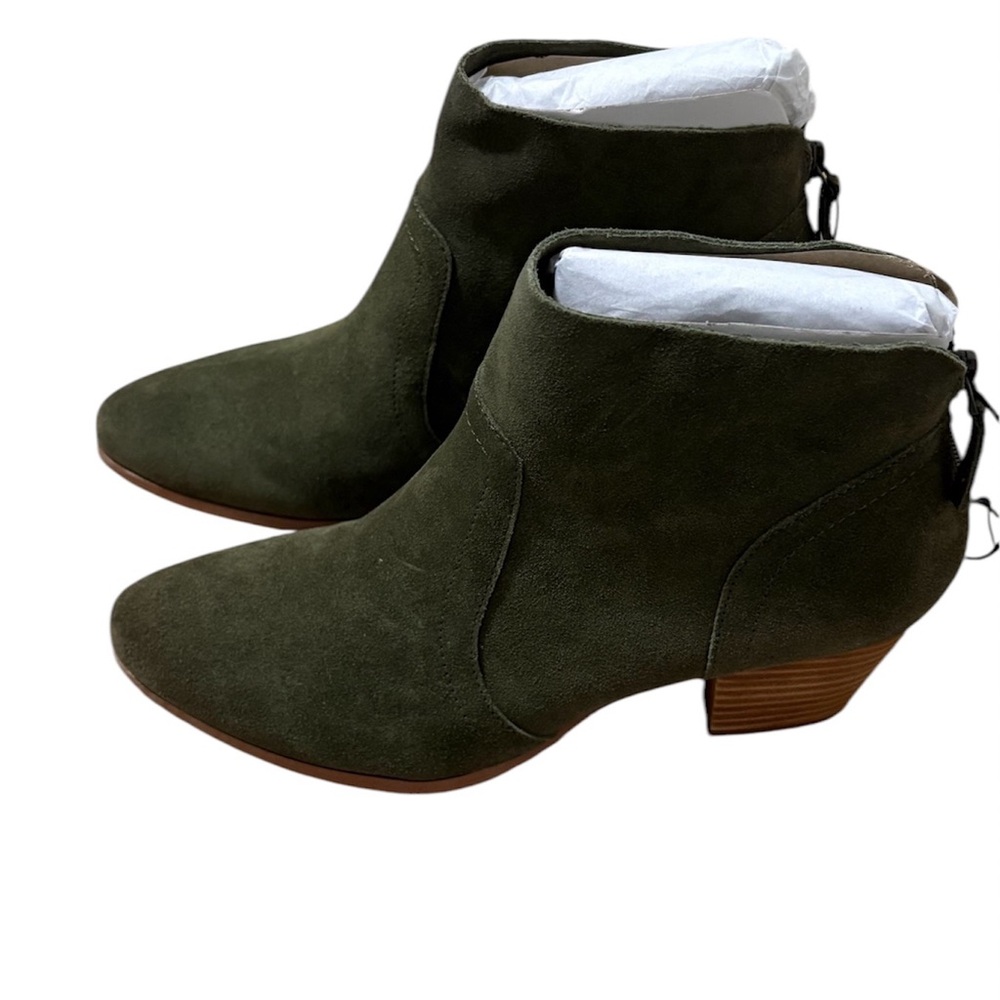 Women's Olive Green Suede Ankle Booties